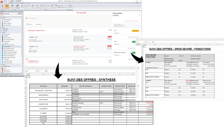 Suivi des offres avec exports excel