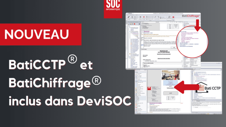 BatiCCTP et BatiChiffrage inclus dans DeviSOC