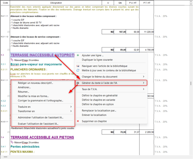 Générer des descriptifs à l'aide de l'IA