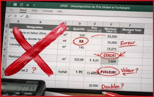 Erreurs DPGF - comment éviter les incohérences